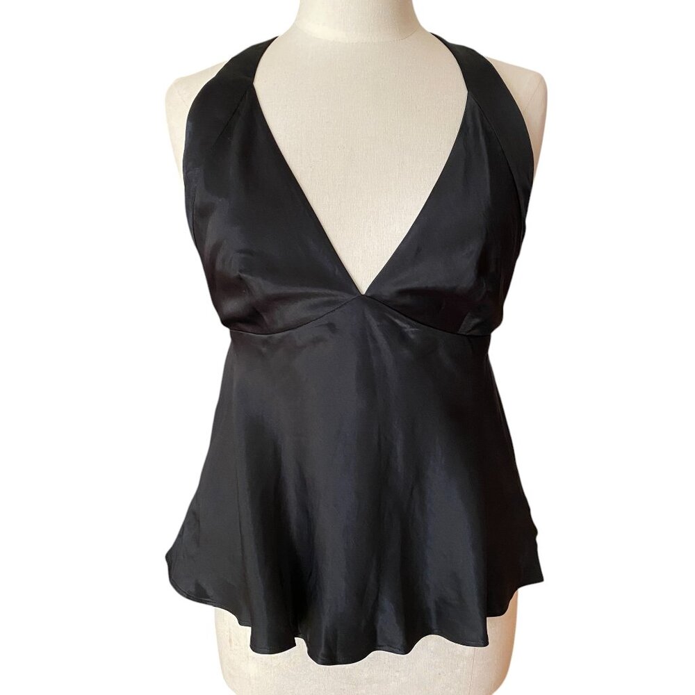Banana Republic Black Satin Halter Tank Top